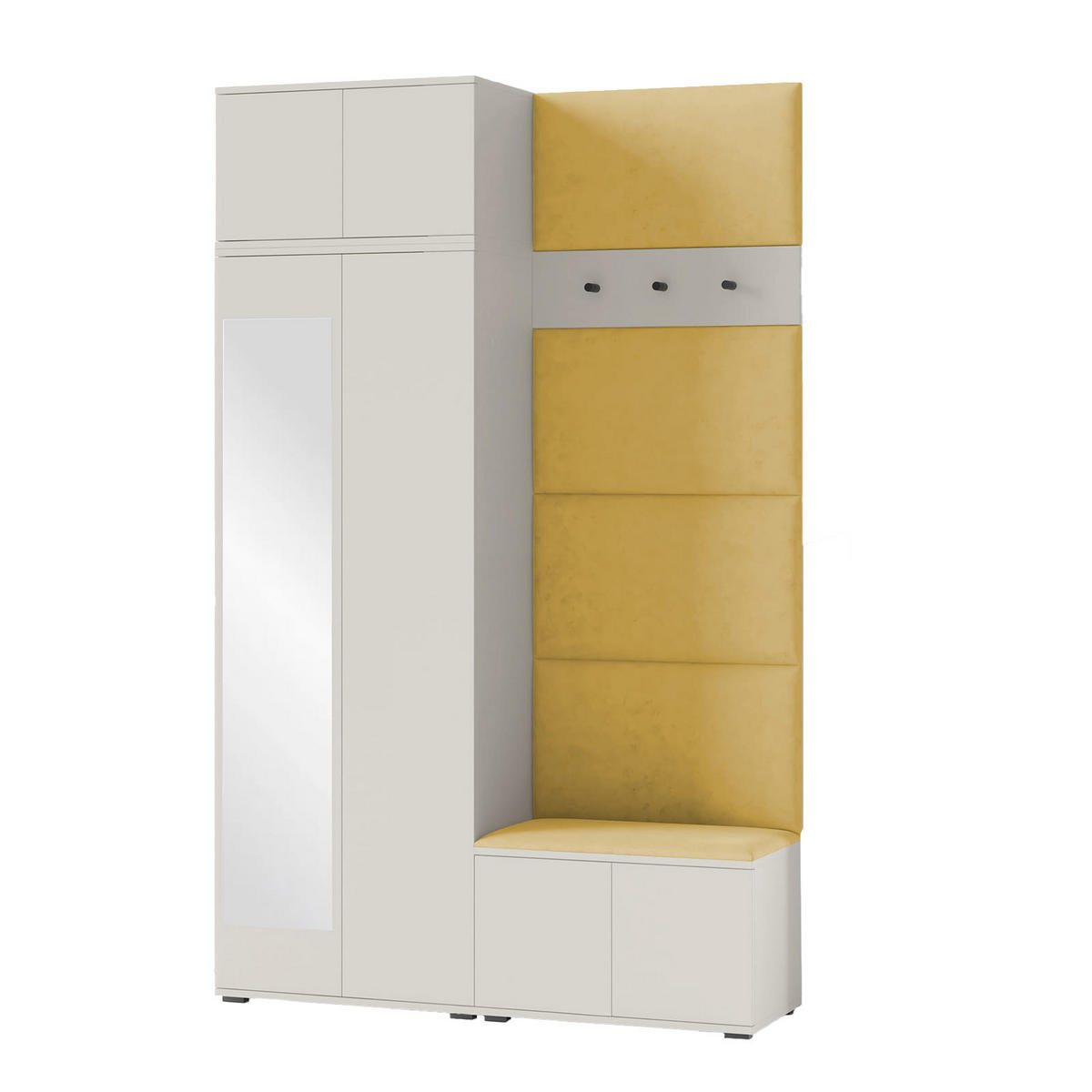 GARDEROBE NAPOLI 4 mit POLSTERPANEELEN GELB - Beige/Gelb, Holzwerkstoff (140/229/40cm) - Jerpax