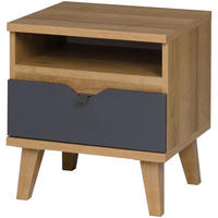 NACHTTISCH Moreno mit 1 Schublade, Eiche gold/mattweiß/graphit - Eichefarben/Graphitfarben, Holzwerkstoff/Kunststoff (45/48/40cm) - Beautysofa