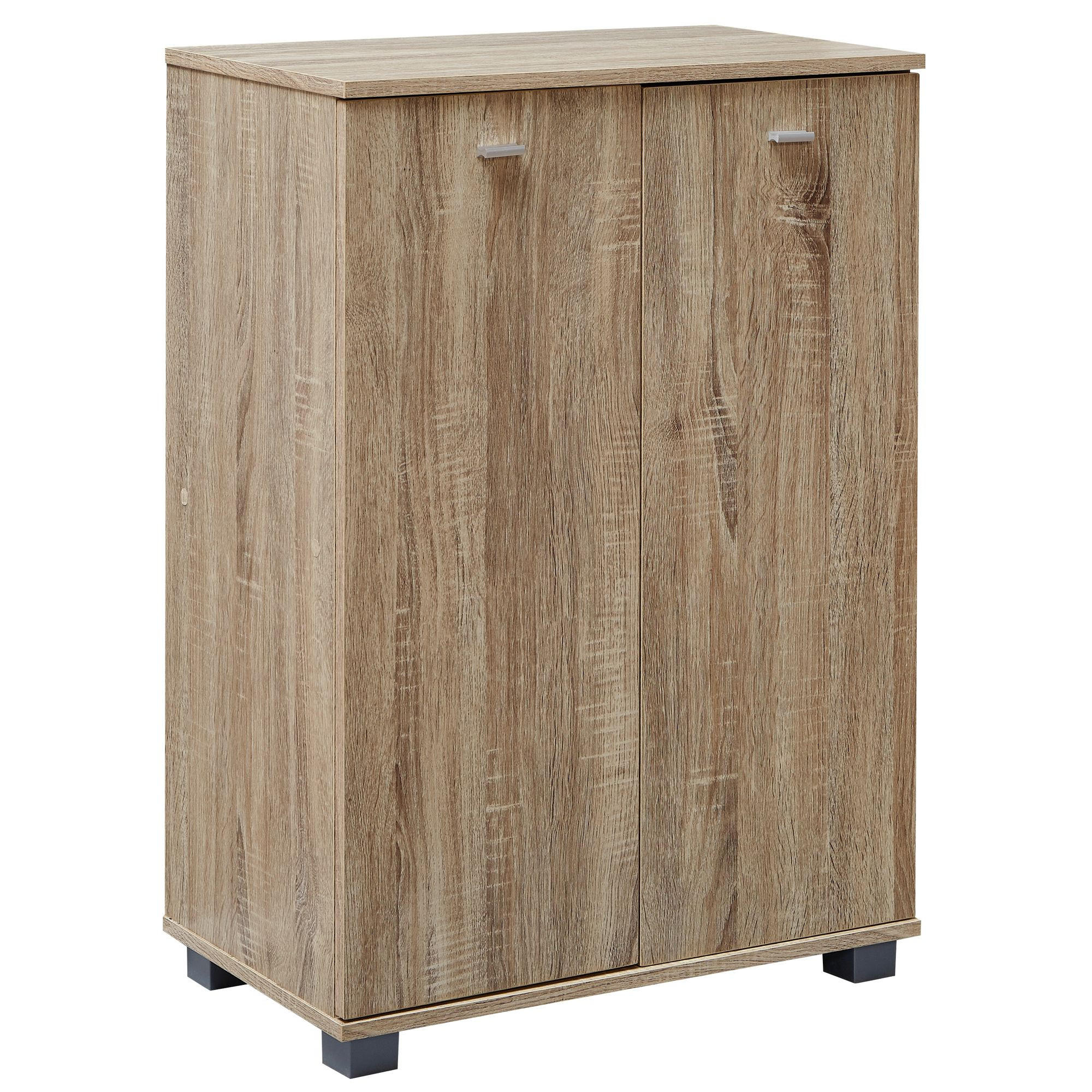 SCHUHSCHRANK Holz mit 4 Fächern und 2 Türen, Sonoma 60x35x90 cm - Beige/Grau, Kunststoff (60/90/35cm) - KADIMA DESIGN