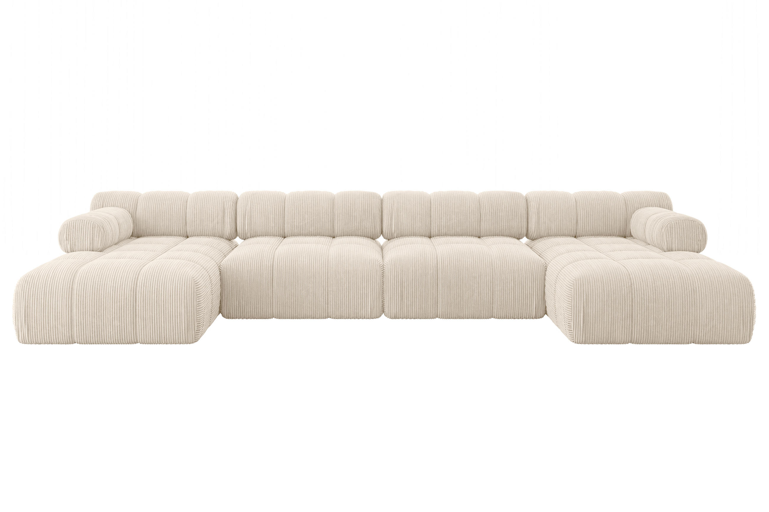 WOHNLANDSCHAFT modulares Sofa Tesso-U2 - 380x160x70 cm Beige Cord - Beige, Holzwerkstoff/Textil (380/70/160cm) - ALTDECOR