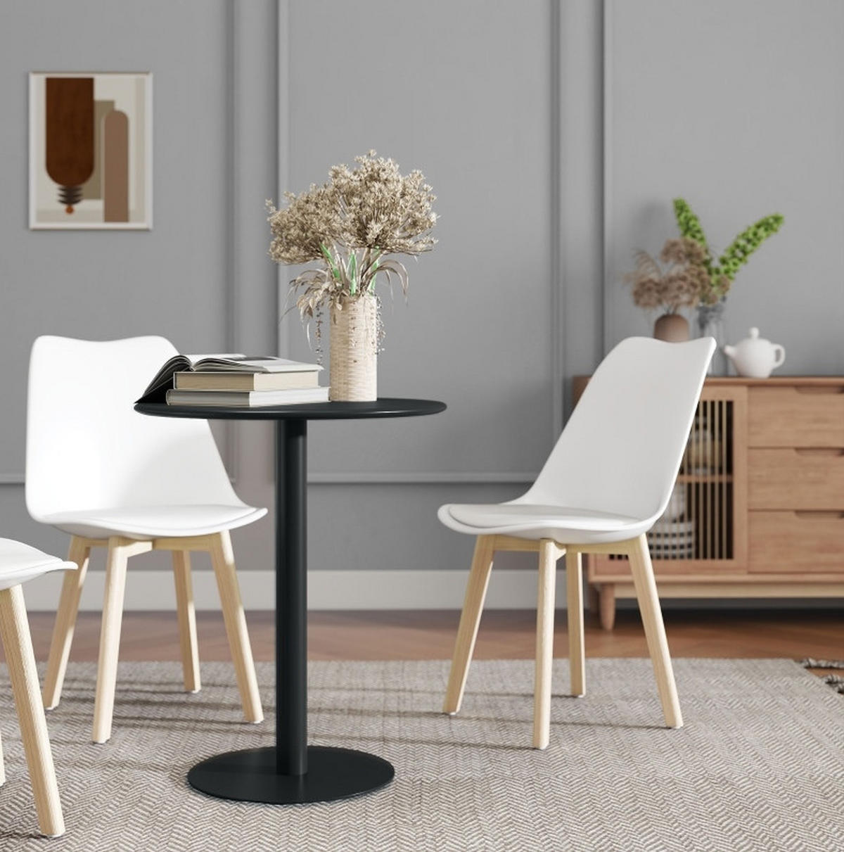 ESSTISCH aus Stahl 60x60x72 cm Schwarz für 2 Personen, platzsparend und vielseitig - Schwarz, Metall (60/60/72cm) - Modfu