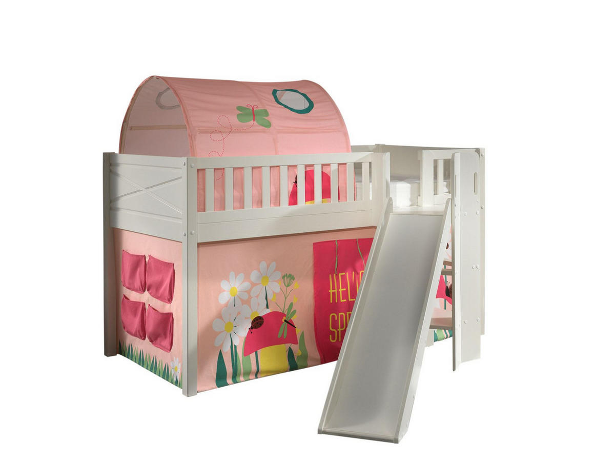 HOCHBETT mit Rutsche Karyl 208x114x204 aus Massivholz in Weiß - Weiß, Holz (90/200cm) - 58aufmkessel