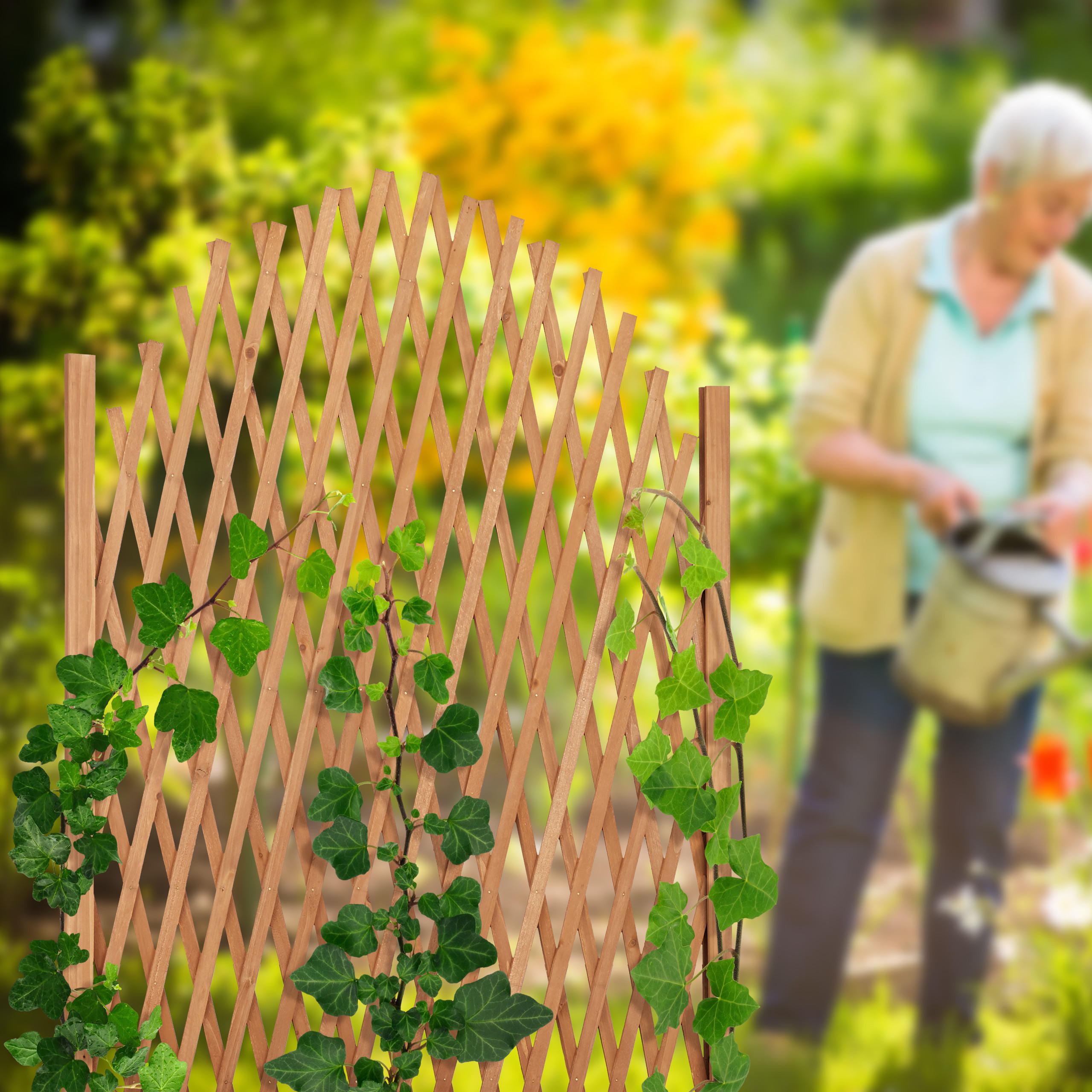 Thumbnail - Relaxdays Rankgitter, Hellbraun, Holz, 165x101.5x30 cm, Gartenzubehör, Gartendeko