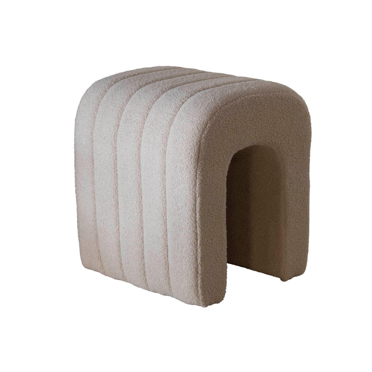 HOCKER aus Bouclé-Stoff, taupe - Taupe, Textil (41/45/38cm) - Giga Meubel