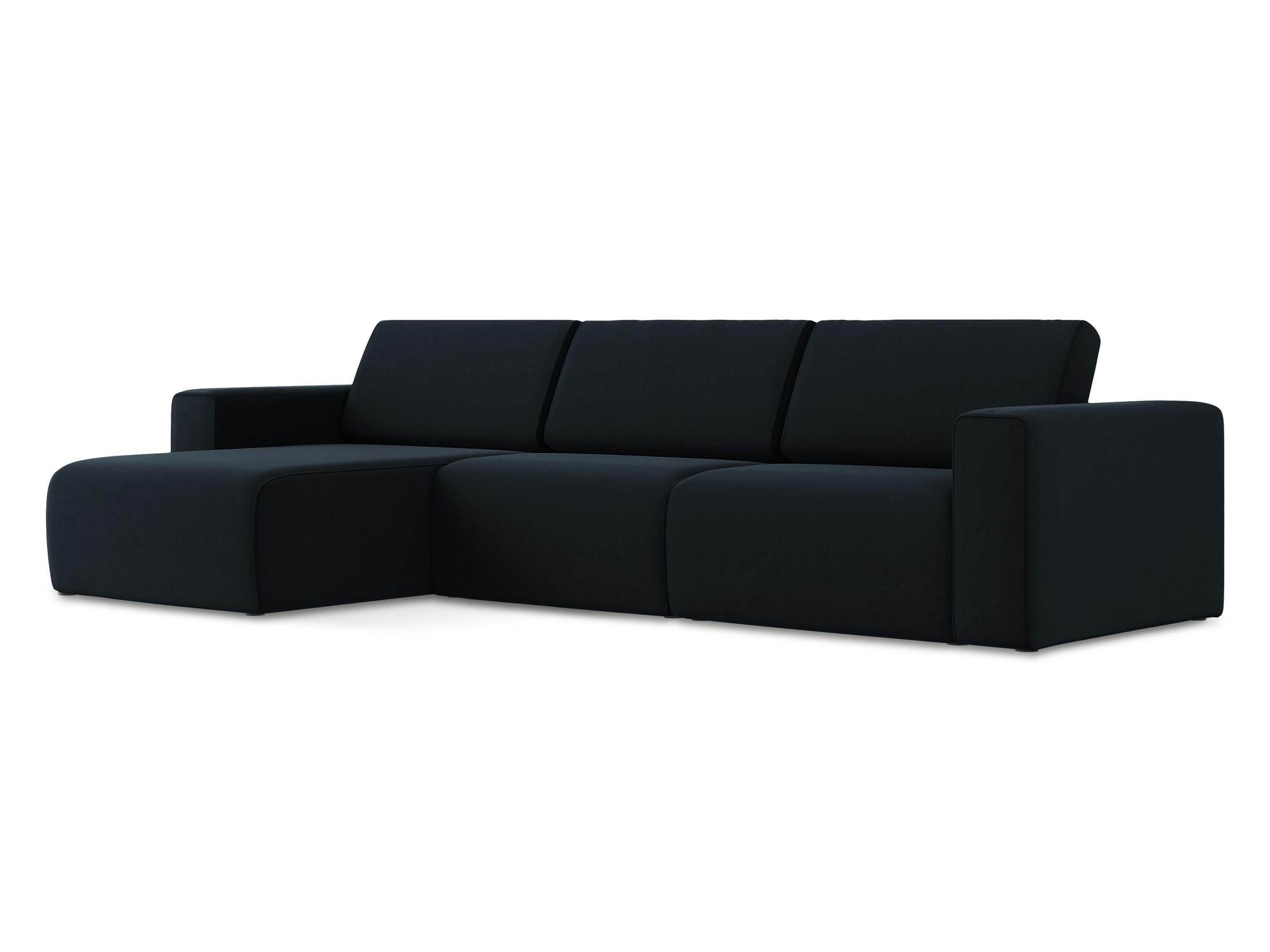 ECKSOFA Links Samt Stoff Blau - Blau/Schwarz, Kunststoff/Textil (167/314cm) - Makamii