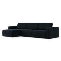 ECKSOFA Links Samt Stoff Blau - Blau/Schwarz, Kunststoff/Textil (167/314cm) - Makamii