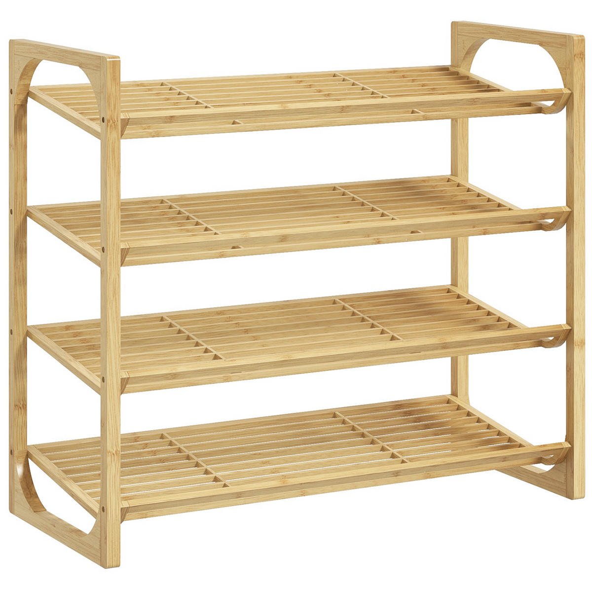 SCHUHREGAL mit 4 Ebenen - Naturfarben, Holz (33/67/76cm) - HOMCOM