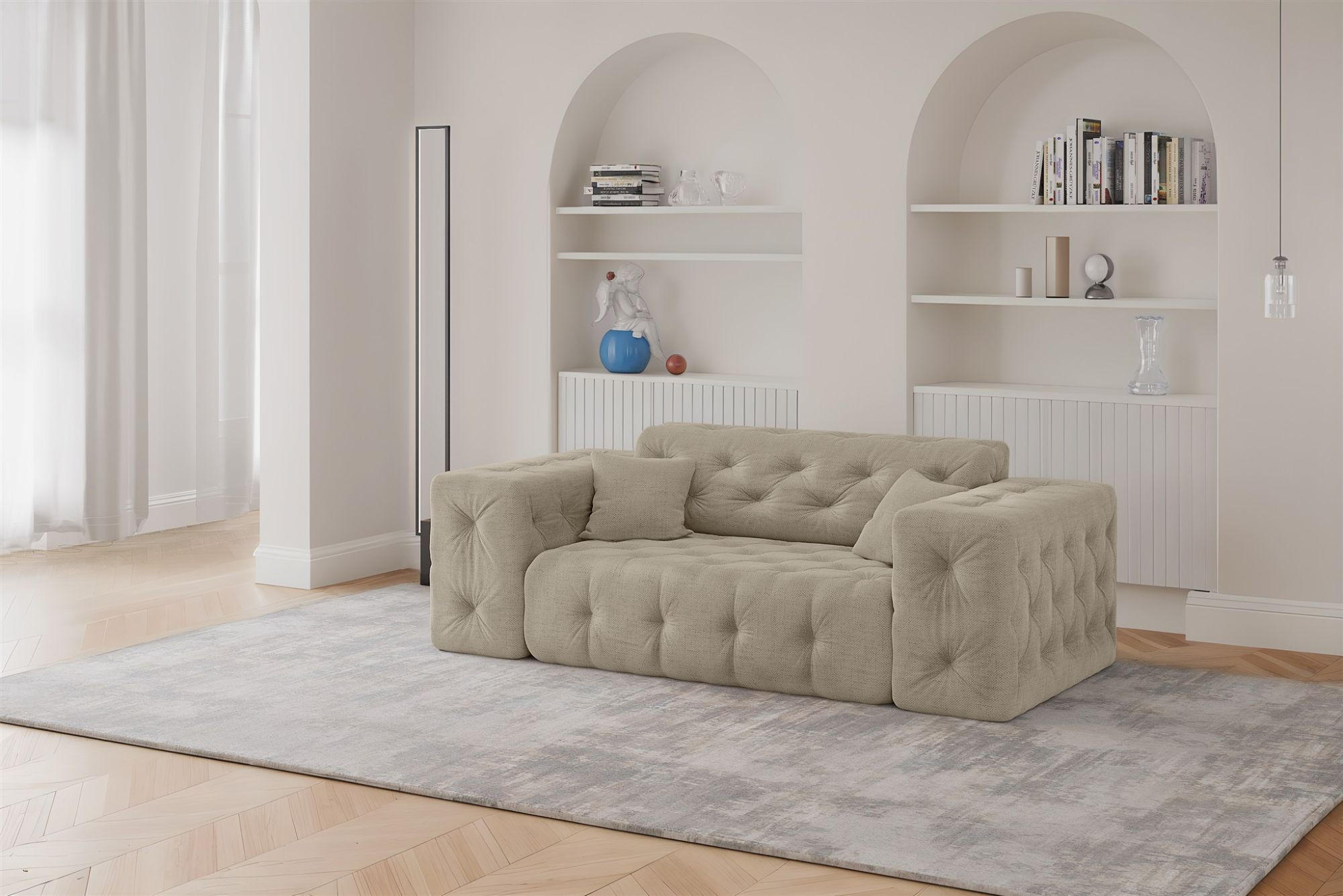 SOFA 2-sitzer Chantal In Moly - Beige, Holzwerkstoff/Textil (186/78/96cm) - Fun Möbel