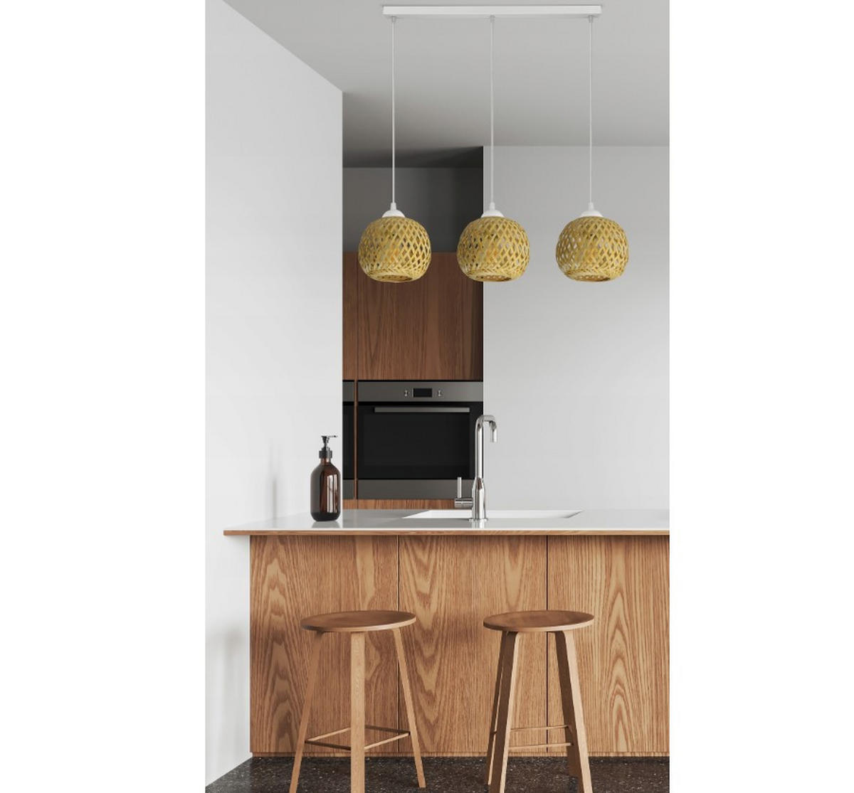 PENDELLEUCHTE BOHO - Beige/Weiß, Glas/Metall (15/70/100cm) - kiki design