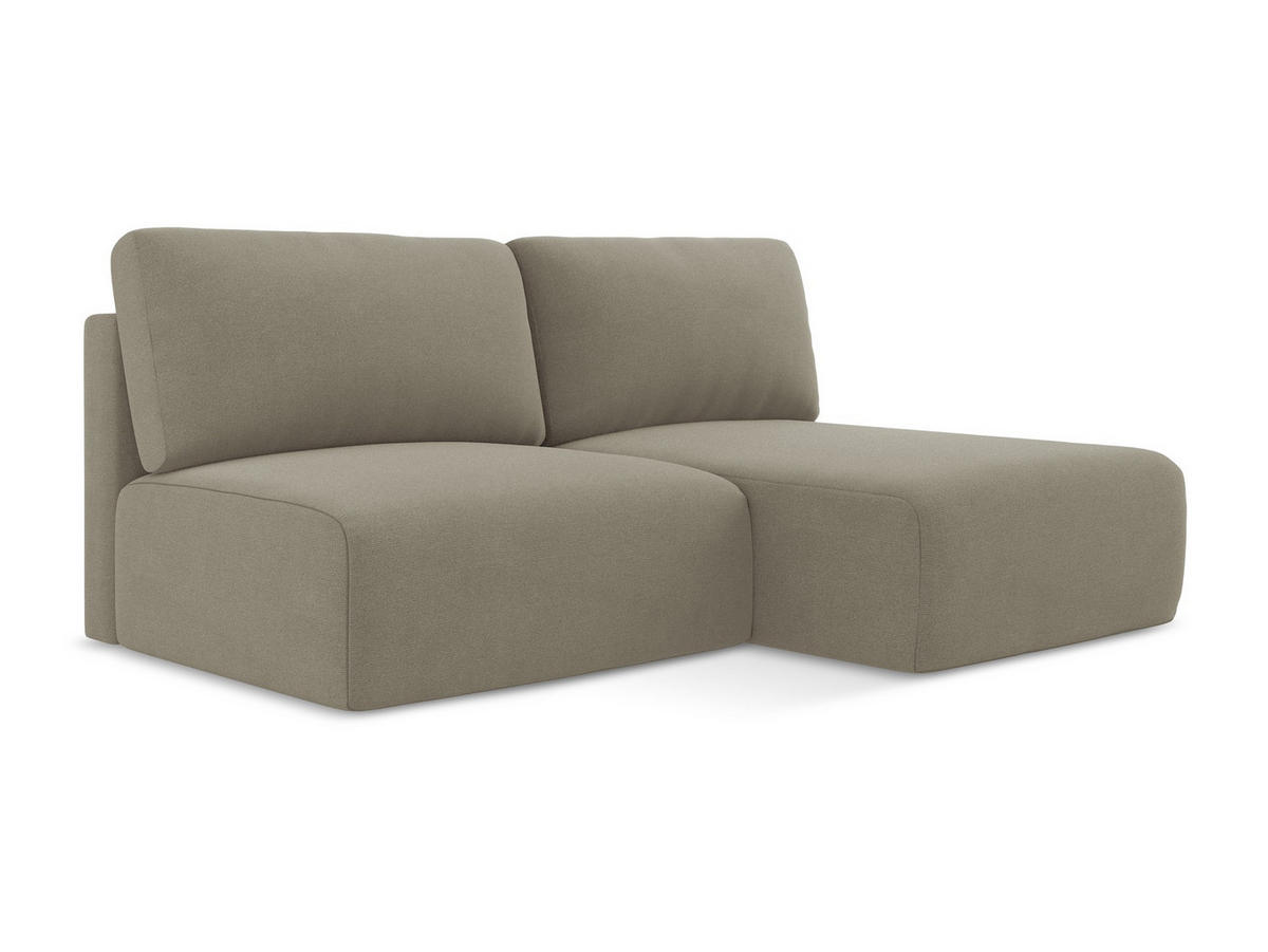 ECKSOFA mit Schlaffunktion rechts Strukturstoff Stoff Beige - Beige/Schwarz, Kunststoff/Textil (210/149cm) - Makamii