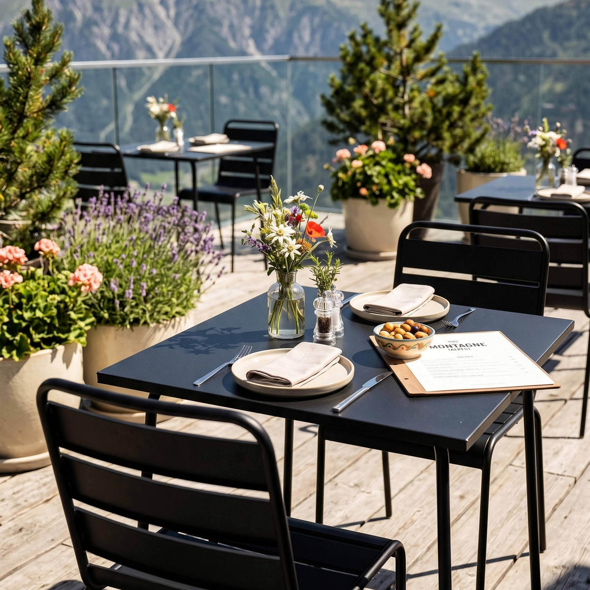 GARTENTISCH, Schwarz - Schwarz, Metall (70/70/72cm) - Oviala