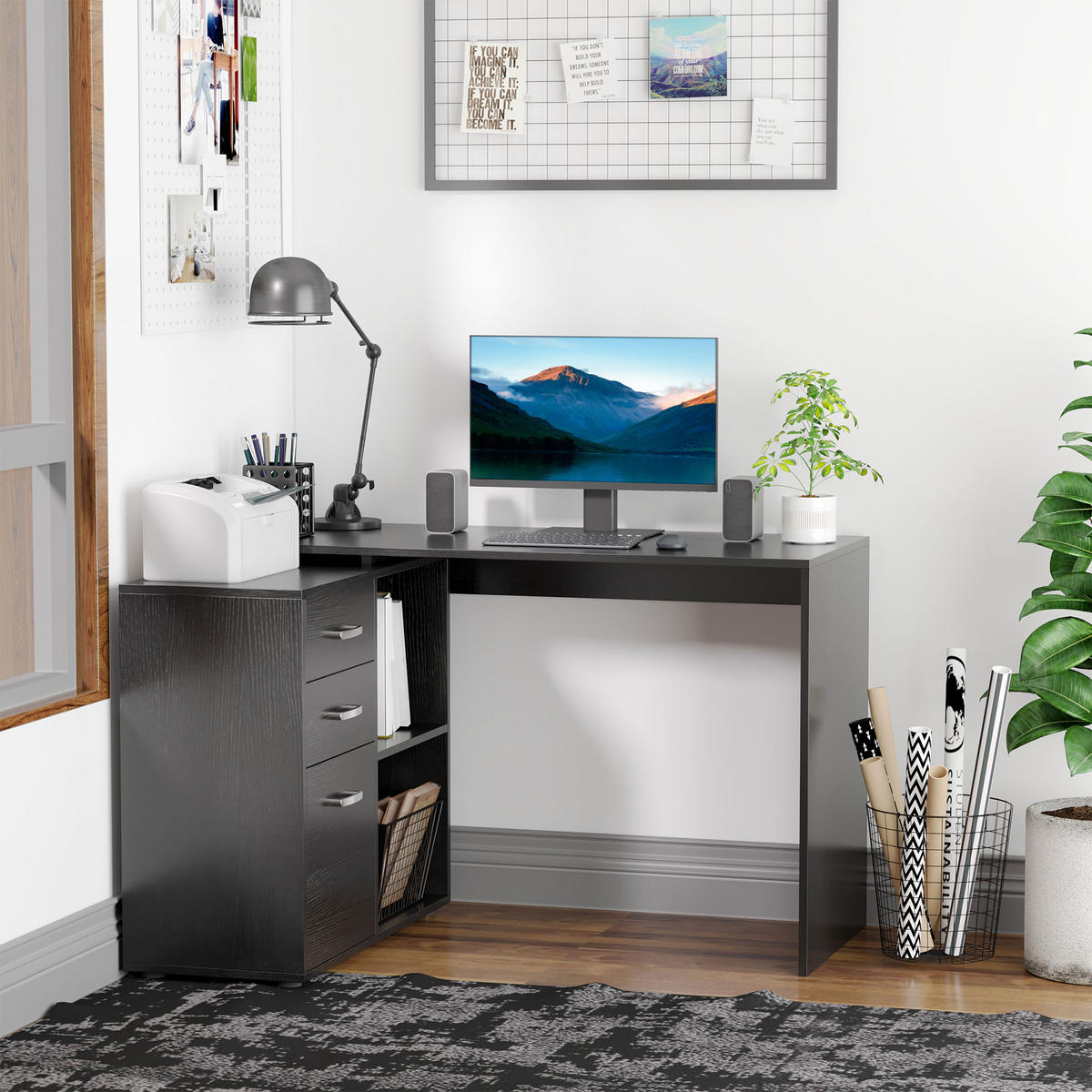 BÜROTISCH Schwarz 1 Stück - Schwarz, Holzwerkstoff (83.5/117/76cm) - GiPP