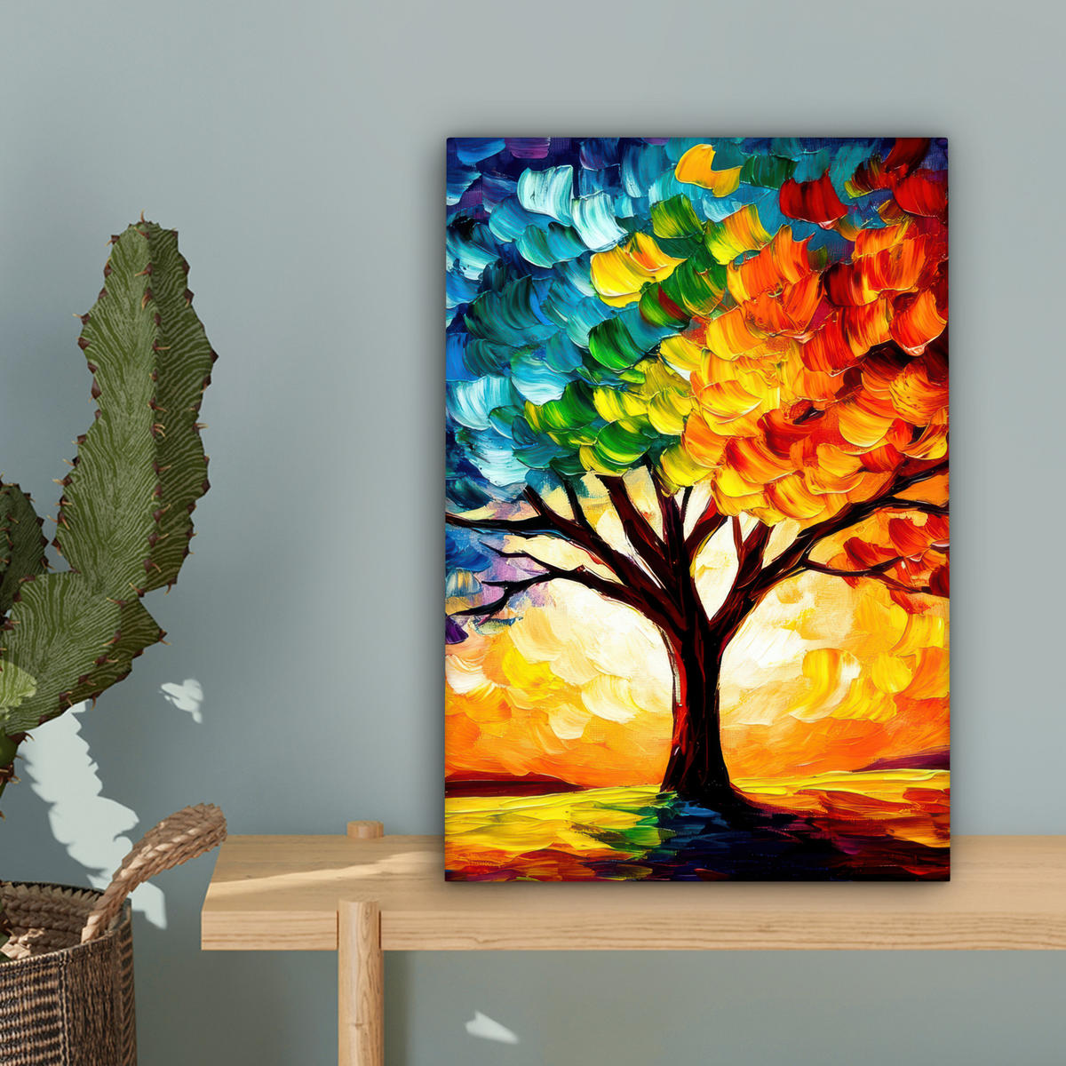 LEINWANDBILD - Baum - Kunst - Natur - Sonnenuntergang - 20x30 - Bilder - Multicolor, Textil (20/30cm) - MuchoWow