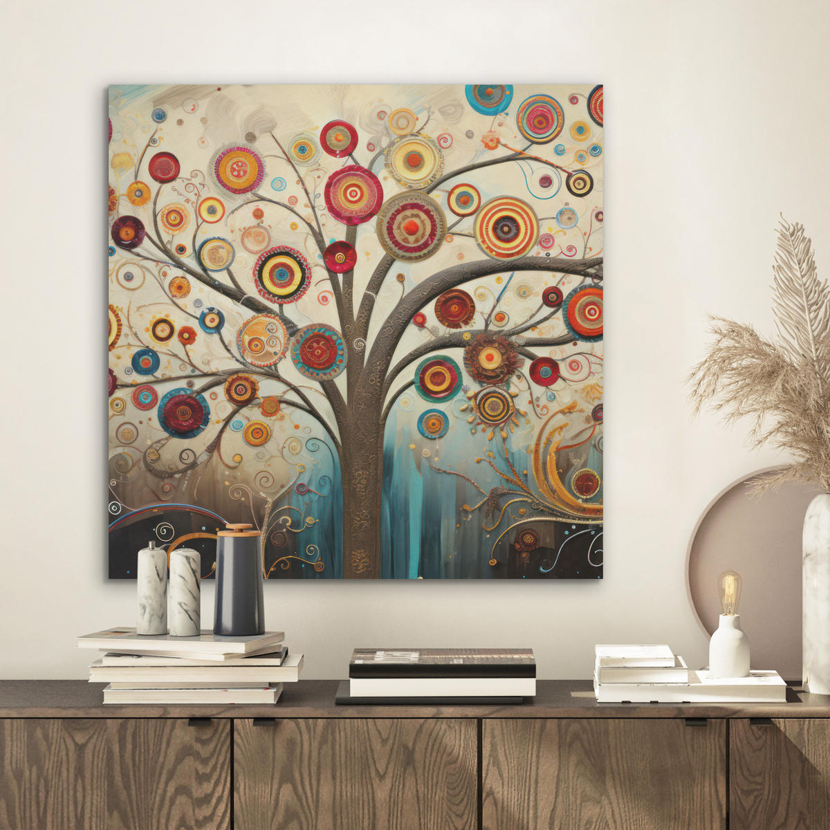 AKUSTIKBILD Baum - Baum des Lebens - Farbe Wandbilder 60x60 cm - Braun, Kunststoff (60/60/0.9cm) - MuchoWow
