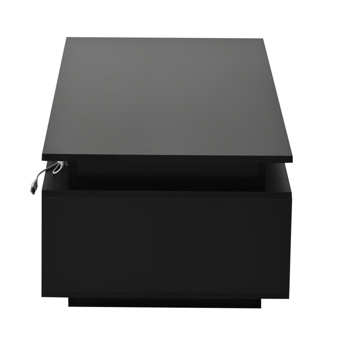 COUCHTISCH 100/50/36 cm Schwarz mit LED-Beleuchtung Hochglanz mit Schublade - Schwarz, Holzwerkstoff (100/50/36cm) - OKWISH