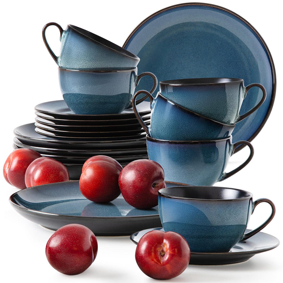 KAFFEESERVICE 6 Personen BALI 18-tlg - Blau, Keramik (9.5/6.5/9.5cm) - Ritzenhoff Breker