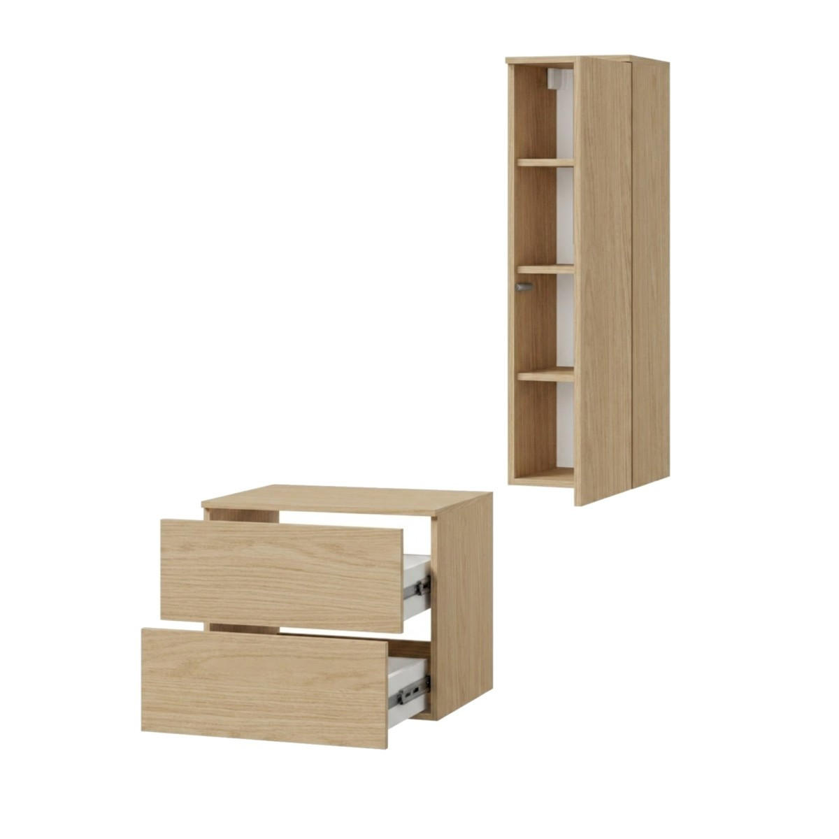 BADMÖBEL-SET Color Frühlings-Eiche 2-Teilig (2S 60 + 1D 100) - Eichefarben, Holzwerkstoff (90/160/45cm) - mzm24