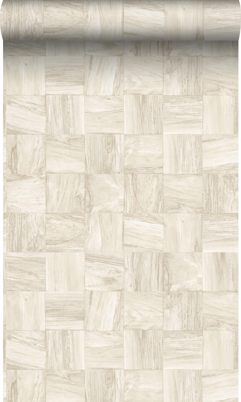 TAPETE quadratische Holzstücke 53 cm x 10.05 m - Beige, Papier (53/1000cm) - Origin Wallcoverings