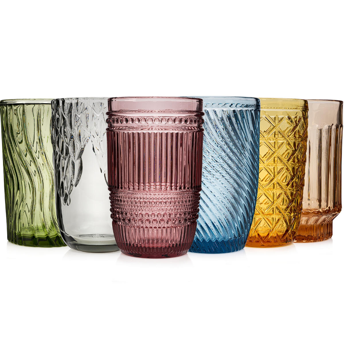 TRINKGLÄSER SET FARO - 6 teilig aus Glas - Multicolor, Glas - Sänger