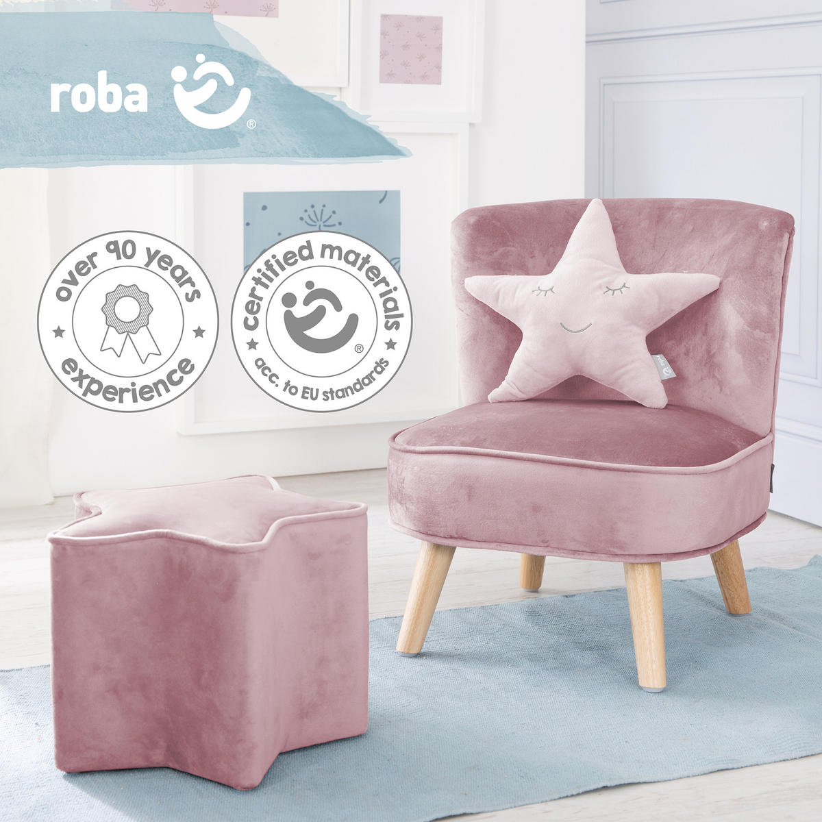 KUSCHEL- UND DEKOKISSEN Stern rosa - Rosa, Textil (32/8cm) - Roba