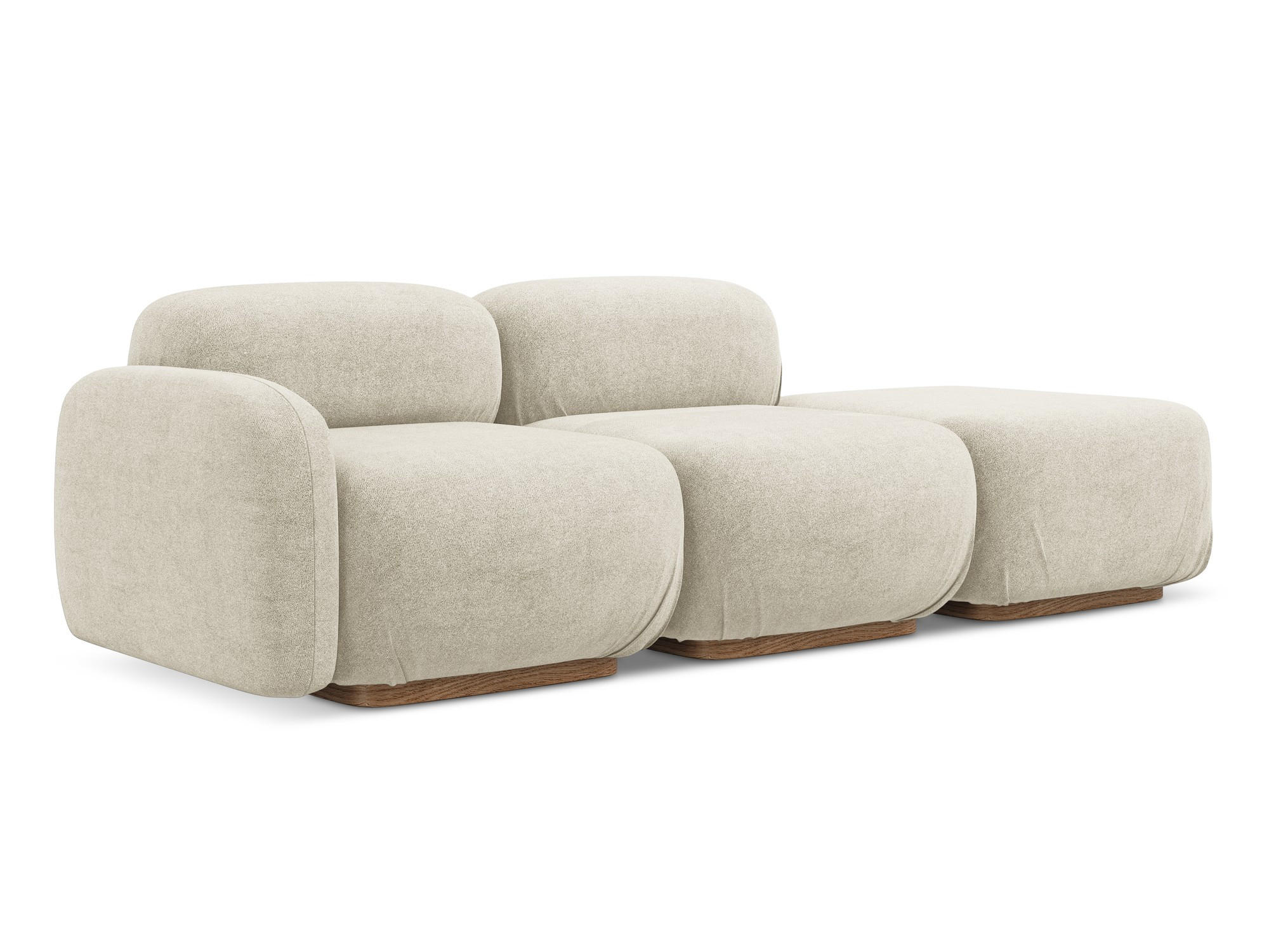 3-SITZER SOFA Rechts Bouclé Stoff Beige - Beige/Creme, Holz/Textil (258/73/95cm) - Makamii