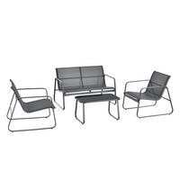 GARTENMÖBEL-SET 4 TLG. Anzi - Grau, Glas/Textil - casa.pro