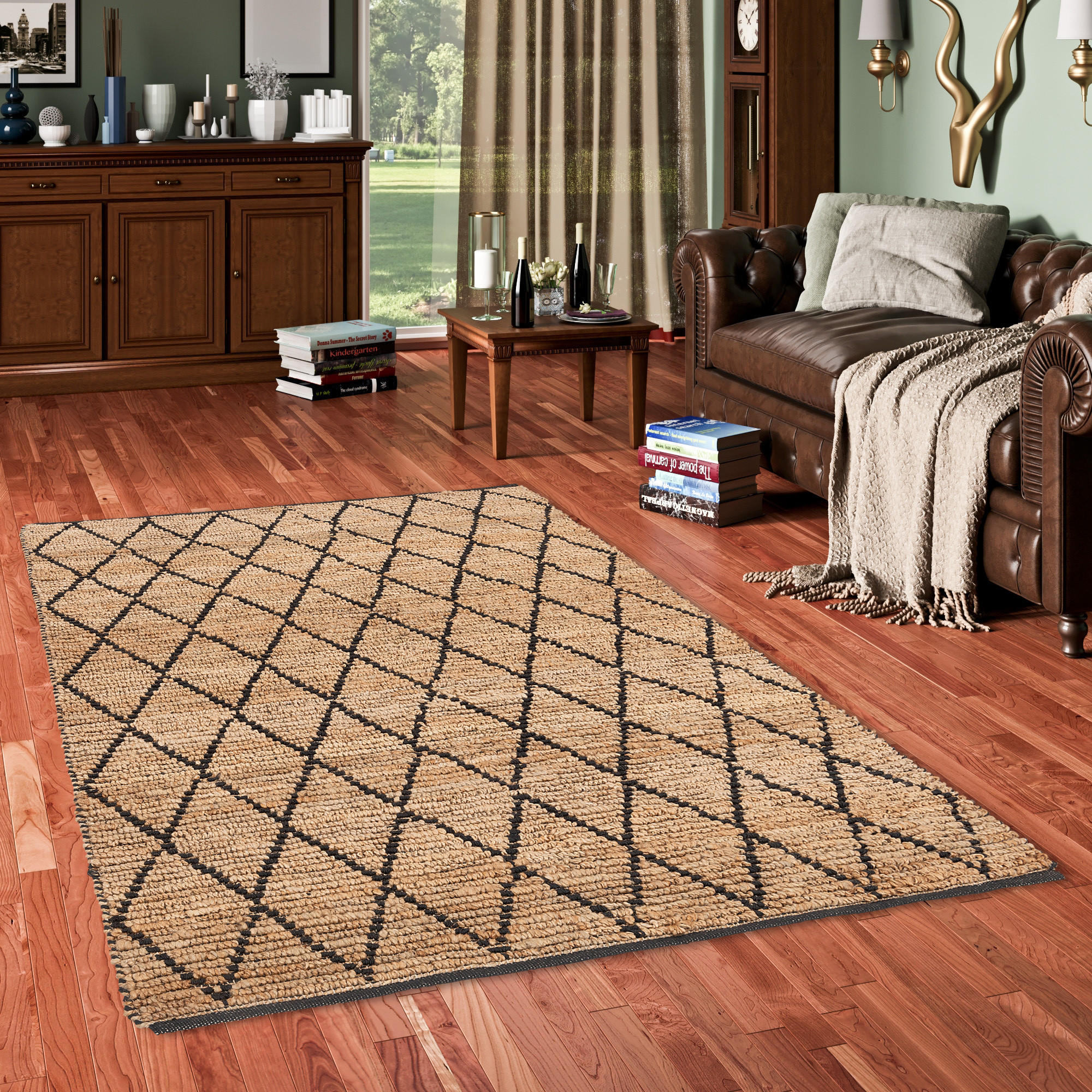 NATURFASER TEPPICH JUTE SALSA RAUTEN - Beige/Schwarz, Textil (200/300cm) - Pergamon