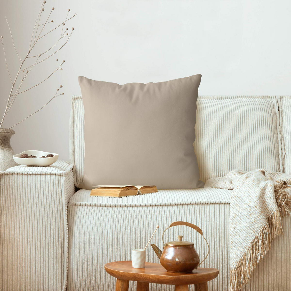 DEKOKISSEN Sweet Strawberry 40/40 cm - Eichefarben, Textil (40/40/10cm) - Bilderwelten