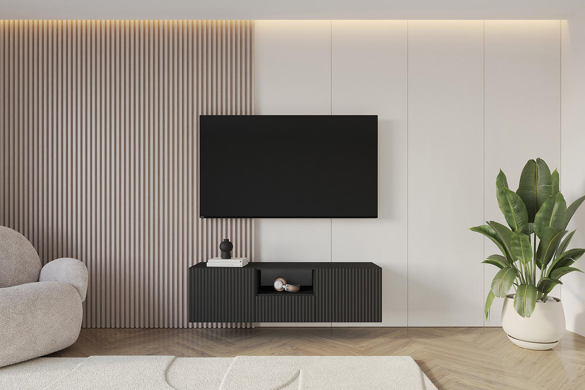 LOWBOARD NOA-2-W 140x40x41 cm - Schwarz - Schwarz, Holzwerkstoff (140/40/41cm) - ALTDECOR