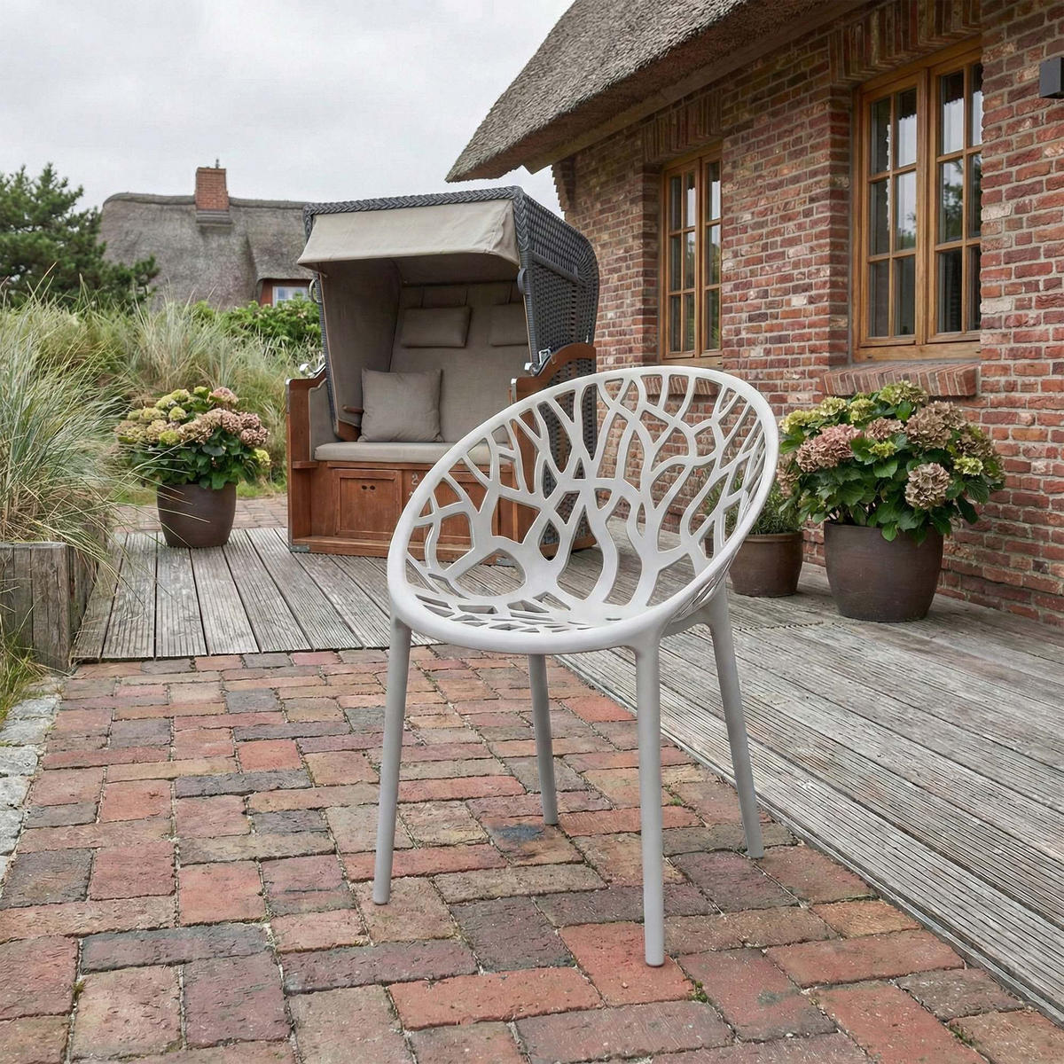 GARTENSTUHL Kunststoff Hellgrau - Hellgrau, Kunststoff (59/80/60cm) - CLP