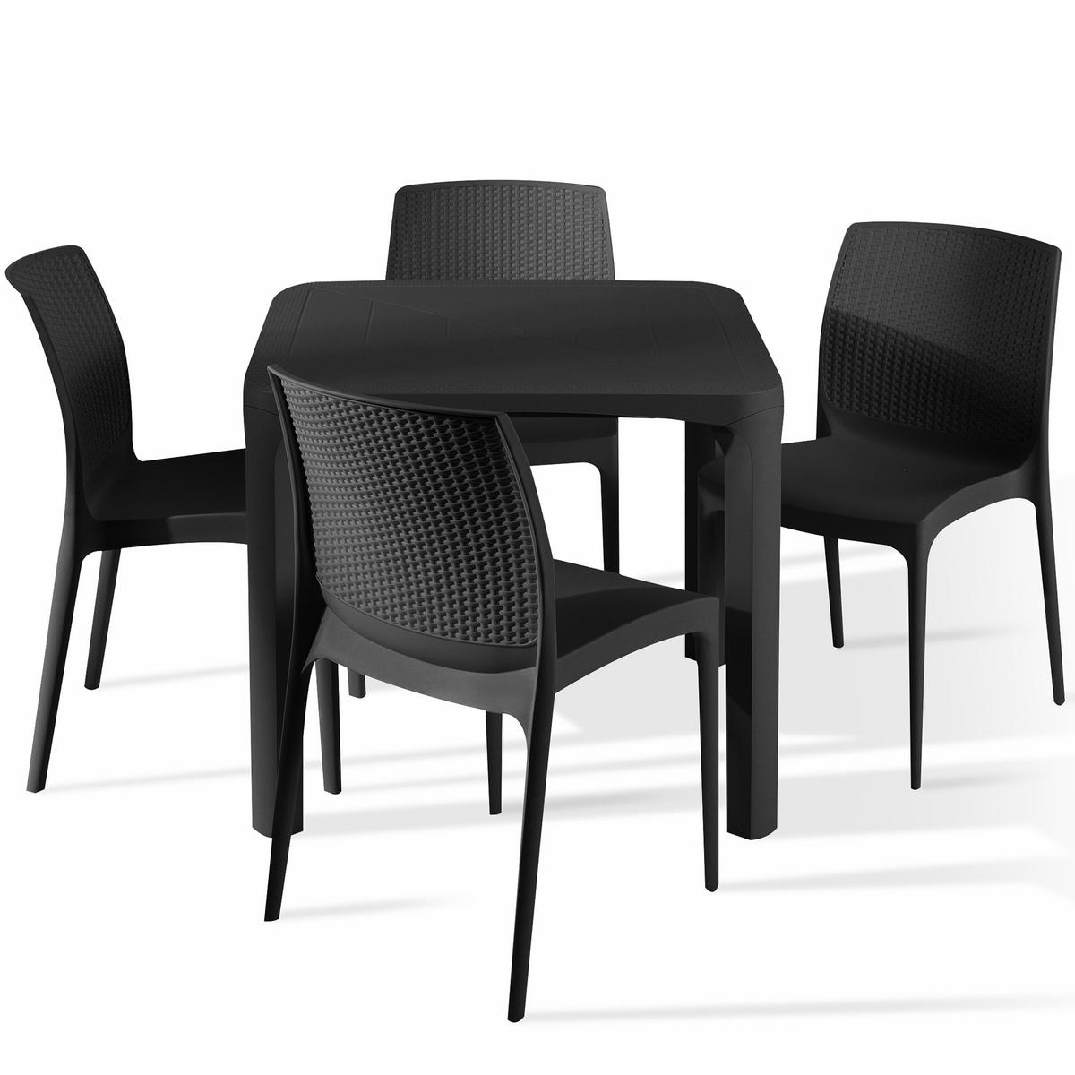 GARTENMÖBEL-SET LEOPSI, RANTU 5-tlg, Anthrazit - Anthrazit, Kunststoff - KONSIMO®