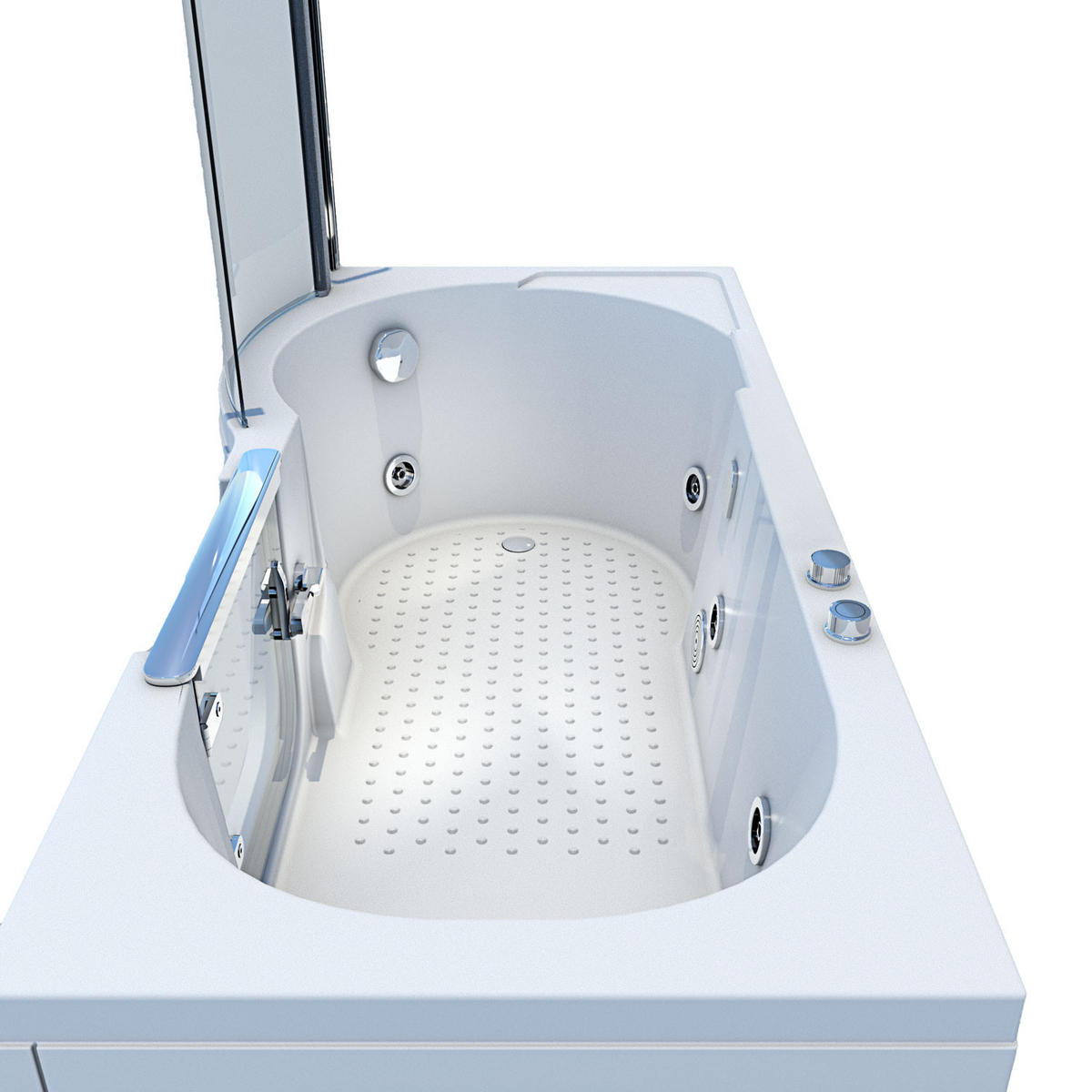 SENIORENDUSCHE Whirlpool mit Tür S12D-WP-R - Weiß, Glas/Kunststoff (170/200/85cm) - AcquaVapore by Sandra Jentho