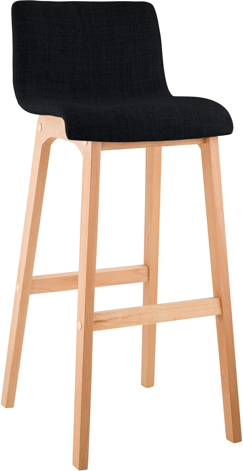 BARHOCKER Stoff Schwarz - Eukalyptusholzfarben/Schwarz, Holz/Textil (41/102/46cm) - CLP