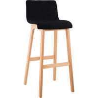 BARHOCKER Stoff Schwarz - Eukalyptusholzfarben/Schwarz, Holz/Textil (41/102/46cm) - CLP