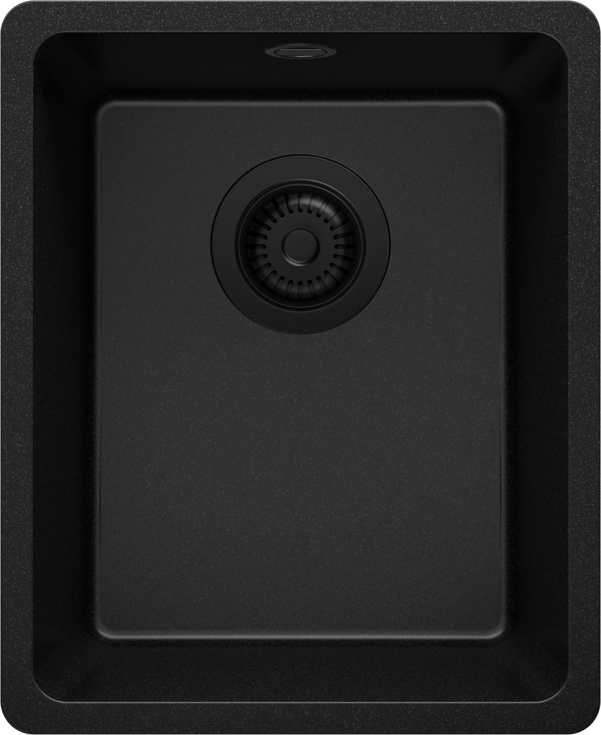 UNTERBAUSPÜLE GRANIT Venedig Easy, 2-er set Alles Schwarz 36/44 cm 1 Becken + Ablauf-Set ab 40er Unterschrank - Schwarz, Kunststoff (36/20/44cm) - Primagran