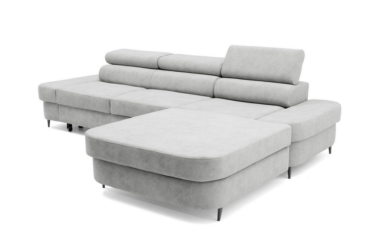 ECKSOFA JAZZ L Rechts mit Schlaffunktion 127x216 Velours Hellgrau - Hellgrau/Schwarz, Holz/Textil (237/285cm) - Muffo