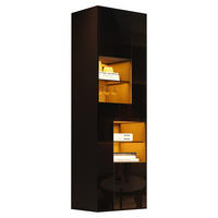 VITRINE 55/38/170 cm Schwarz aus Spanplatte mit LED-Beleuchtung - Schwarz, Holzwerkstoff (38/170/55cm) - OKMYHOME
