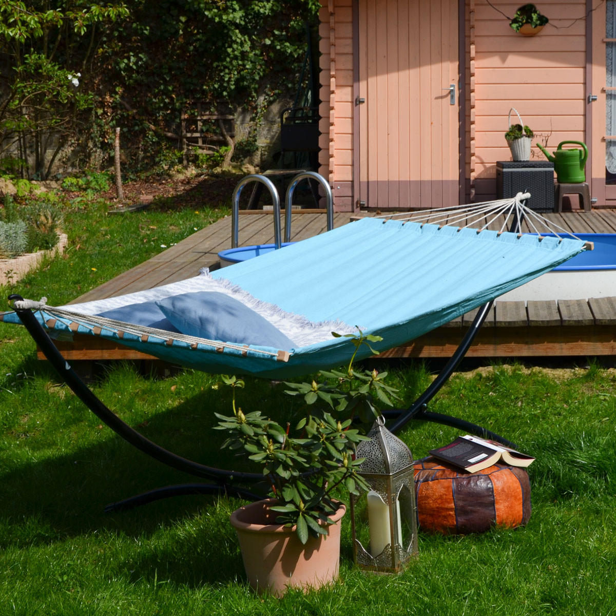 XXL-HÄNGEMATTE für 2 Personen bis 150kg, 200/120 cm, blau - Blau, Textil (120/2.5/200cm) - Amanka