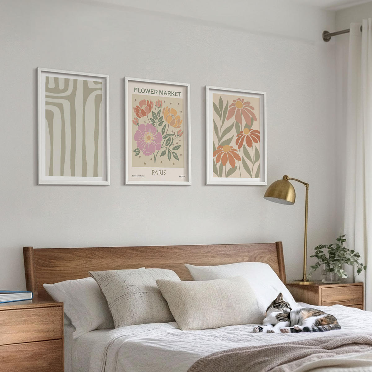 WANDBILDER 3er-Set - 40x60 cm Weißer Rahmen - Botanische Motive, Pariser Minimalismus - Weiß, Kunststoff (40/60cm) - ArtPrintCave