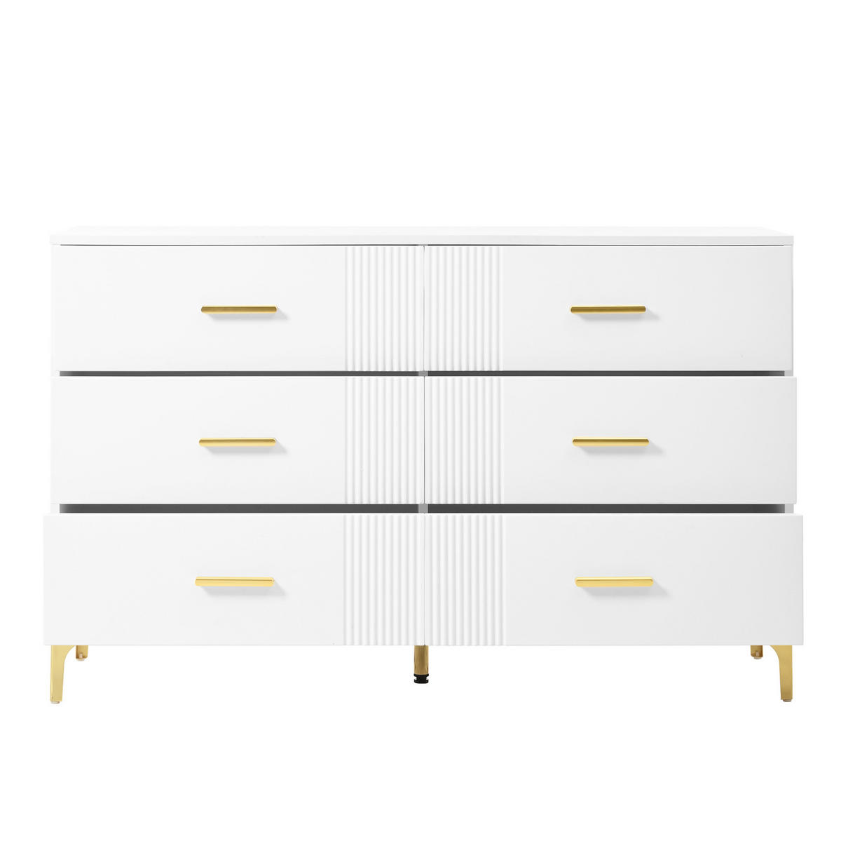 KOMMODE 120/40/76 cm aus MDF mit 6 Schubladen und Wellenfront Weiß - Weiß, Holzwerkstoff (120/76/40cm) - Modenvie
