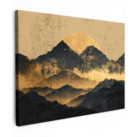 LEINWANDBILD Goldene Berge bei Mondschein Wandbilder 80x60 cm - Goldfarben, Textil (80/60cm) - MuchoWow