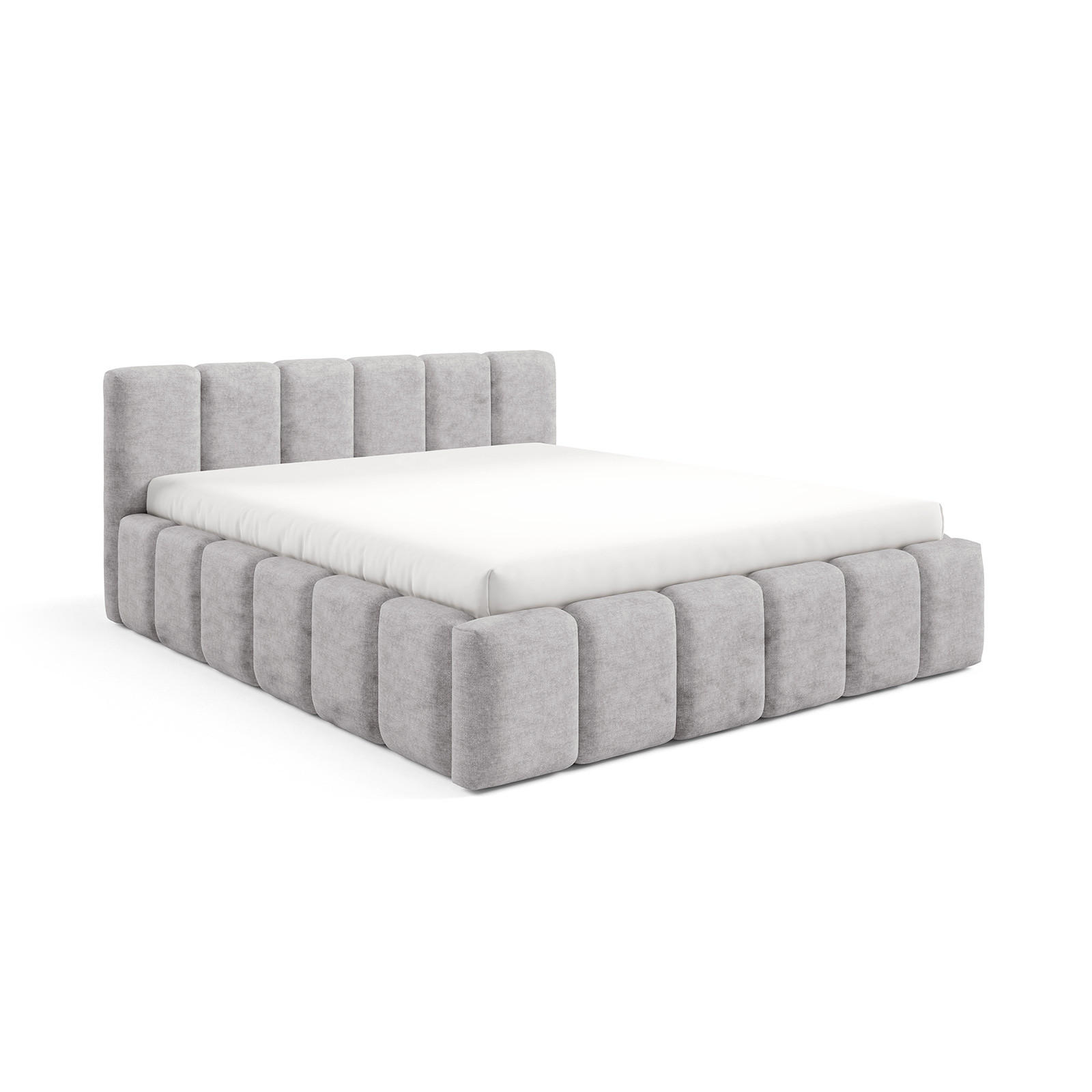 POLSTERBETT KALLA Medium 160x200 cm mit Bettkasten – PERFECT HARMONY 80 - Hellgrau, Holz (160/200cm) - Dekori_Interiors