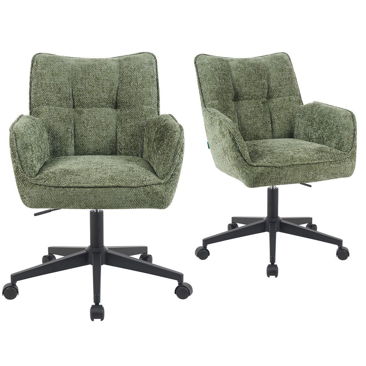 BÜROSTUHL Mika-Sven - Schwarz/Grün, Textil/Metall (59/81/66cm) - DUBI Möbel
