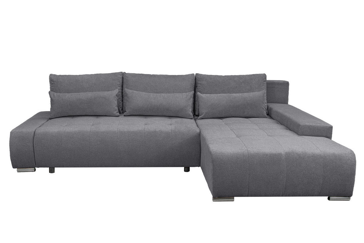 ECKSOFA Bloom mit Bettkasten und Schlaffunktion L-Form - Grau, Textil (267/185cm)