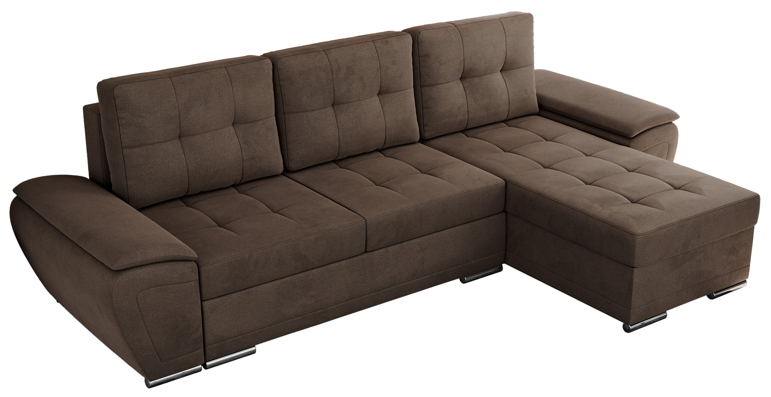 ECKSOFA UMBRIA L Braun Velvet - Braun/Grau, Textil (271/157cm) - MKS