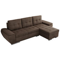 ECKSOFA UMBRIA L Braun Velvet - Braun/Grau, Textil (271/157cm) - MKS