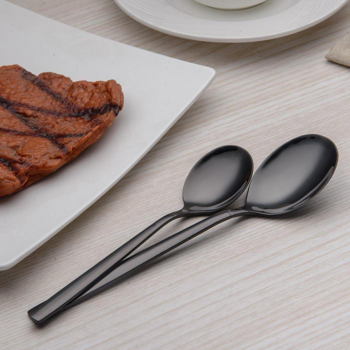 BESTECKSET 30-teilig schwarz glänzend - Schwarz, Metall