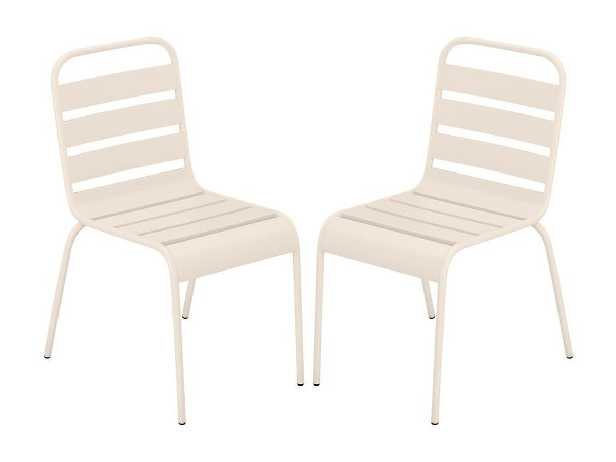 GARTENSTUHL stapelbar 2er-Set - Metall - Beige - MIRMANDE von MYLIA - Beige, Metall (59/79/47.5cm) - Vente-Unique