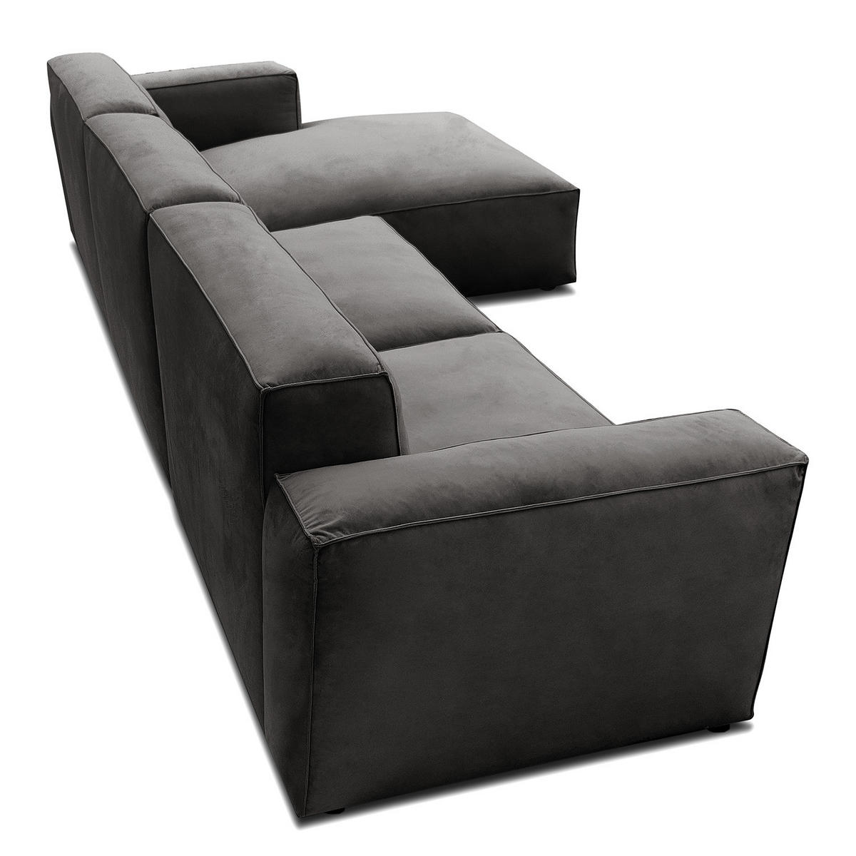 ECKSOFA mit Longchair - Schwarz/Grau, Kunststoff/Textil (345/170cm) - home24