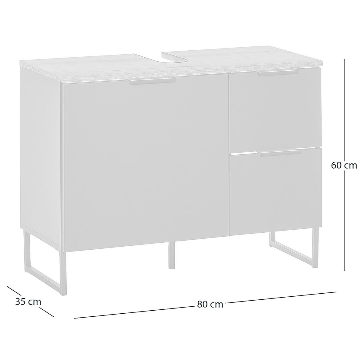 WASCHBECKENUNTERSCHRANK mit 1 Tür - Schwarz, Holzwerkstoff (80/60/35cm) - home24